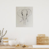 Olifant Head minimalistische lijnkunst Poster (Keuken)