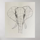 Olifant Head minimalistische lijnkunst Poster (Voorkant)