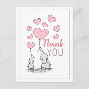 Olifant Hearts Baby shower Dank u Briefkaart