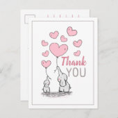 Olifant Hearts Baby shower Dank u Briefkaart (Voorkant / Achterkant)
