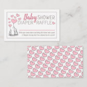 Olifant Hearts Baby shower Luier Raffle Informatiekaartje (Voorkant / Achterkant)