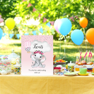 Olifant Heet Lucht Ballon Baby Borrel Hapjes Bord Poster