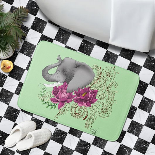 Olifant Henna Lotus Bloemen Badmat
