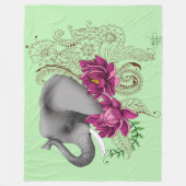 Olifant Henna Lotus Bloemen Fleece Deken (Voorkant)
