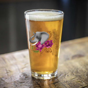 Olifant Henna Lotus Bloemen Glas