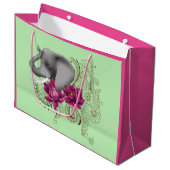 Olifant Henna Lotus Bloemen Groot Cadeauzakje (Voorkant Gekanteld)