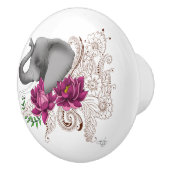 Olifant Henna Lotus Bloemen Keramische Knop (Rechts)