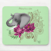 Olifant Henna Lotus Bloemen Muismat (Voorkant)