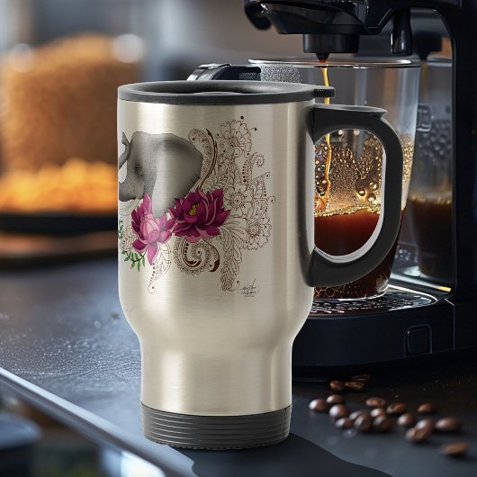 Olifant Henna Lotus Bloemen Reisbeker