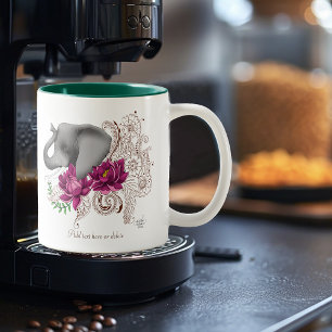 Olifant Henna Lotus Bloemen Tweekleurige Koffiemok