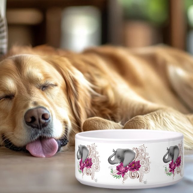 Olifant Henna Lotus Bloemen Voerbakje (Creator heeft geüpload)