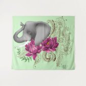 Olifant Henna Lotus Bloemen Wandkleed (Voorkant (horizontaal))