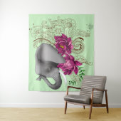 Olifant Henna Lotus Bloemen Wandkleed (In situ)