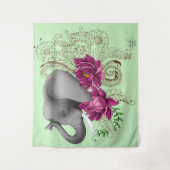 Olifant Henna Lotus Bloemen Wandkleed (Voorkant)