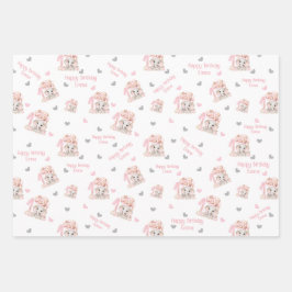 Olifant Herfst 1e Verjaardags Meisje Gepersonalise Inpakpapier Vel