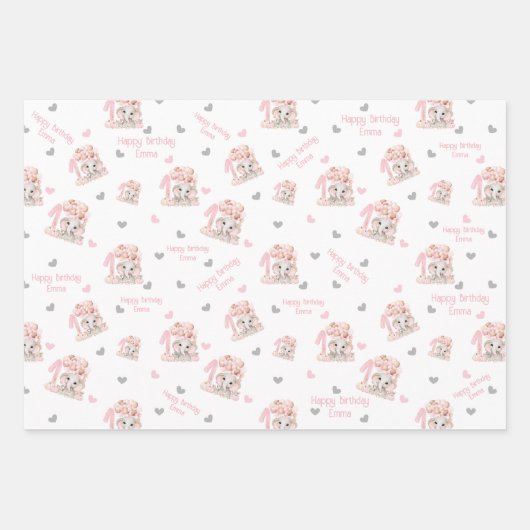 Olifant Herfst 1e Verjaardags Meisje Gepersonalise Inpakpapier Vel (Voorkant)