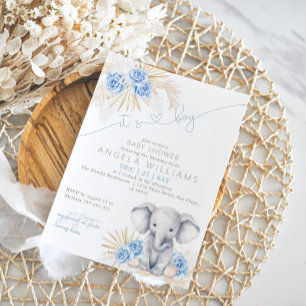 Olifant Het is een Boy Safari Boho Floral Baby sho Kaart