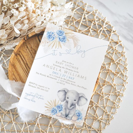 Olifant Het is een Boy Safari Boho Floral Baby sho Kaart