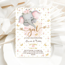 Olifant Het is een meisje Soft Pink Boho Baby show