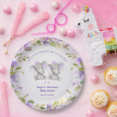 Olifant Het is Twin Girls Baby shower Sprinkle Sch Papieren Bordje (Feest)