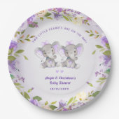 Olifant Het is Twin Girls Baby shower Sprinkle Sch Papieren Bordje (Voorkant)