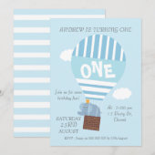 Olifant hete luchtballon 1e verjaardag uitnodiging (Voorkant / Achterkant)