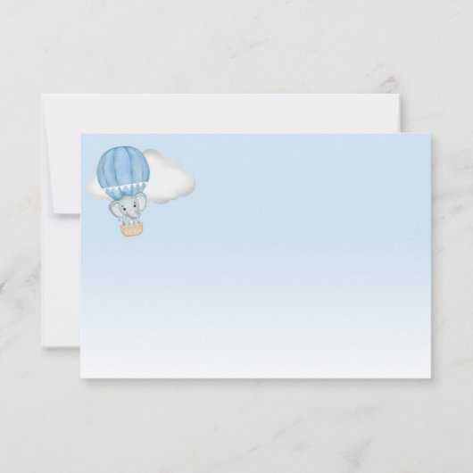 Olifant Hete Luchtballon Baby Jongensdouche Dank u Bedankkaart (Achterkant)