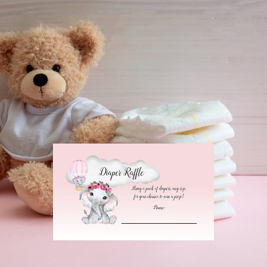 Olifant Hete Luchtballon Baby Luier Raffle Informatiekaartje