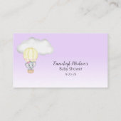 Olifant Hete Luchtballon Baby Paarse Luier Raffle Informatiekaartje (Achterkant)