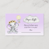 Olifant Hete Luchtballon Baby Paarse Luier Raffle Informatiekaartje (Voorkant)