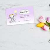 Olifant Hete Luchtballon Baby Paarse Luier Raffle Informatiekaartje