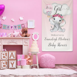 Olifant Hete Luchtballon Baby shower Het is een Me Spandoek