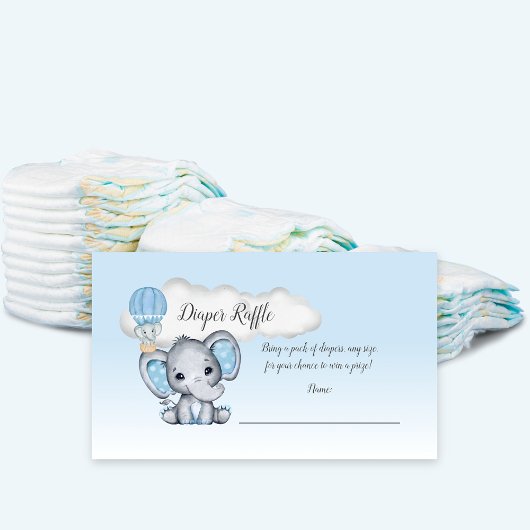 Olifant Hete Luchtballon Baby shower Luier Raffle Informatiekaartje