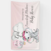 Olifant Hete Luchtballon Baby shower Welkomstbord Spandoek (Verticaal)