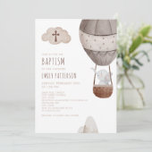 Olifant Hete Luchtballon Baptisme Uitnodiging (Staand voorkant)