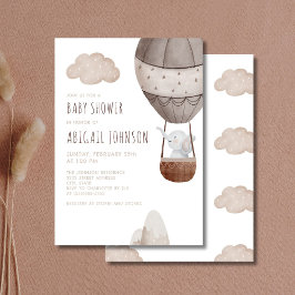 Olifant Hete Luchtballon Boho Baby shower Kaart