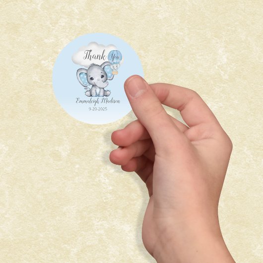 Olifant Hete Luchtballon Dank u Favor | Jongen Ronde Sticker