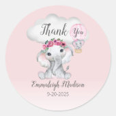 Olifant Hete Luchtballon Dank u Favor Ronde Sticker (Voorkant)
