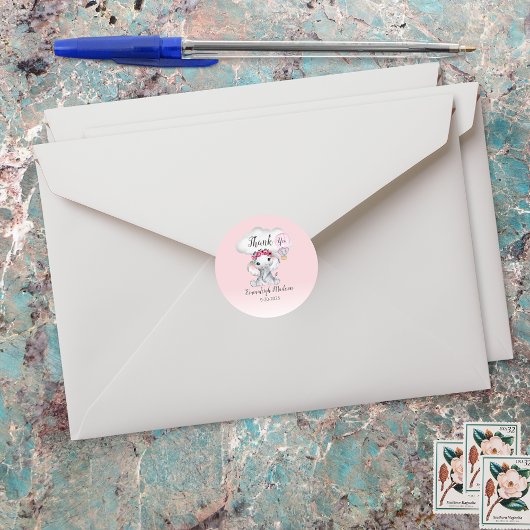 Olifant Hete Luchtballon Dank u Favor Ronde Sticker