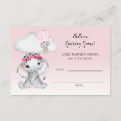 Olifant Hete Luchtballon Gissen Graaf Baby Informatiekaartje (Voorkant)