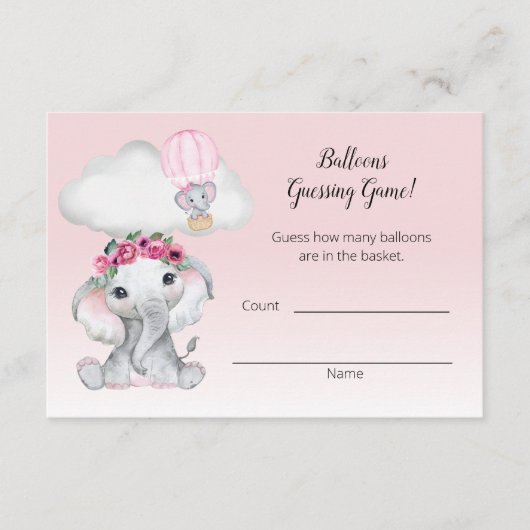 Olifant Hete Luchtballon Gissen Graaf Baby Informatiekaartje (Voorkant)