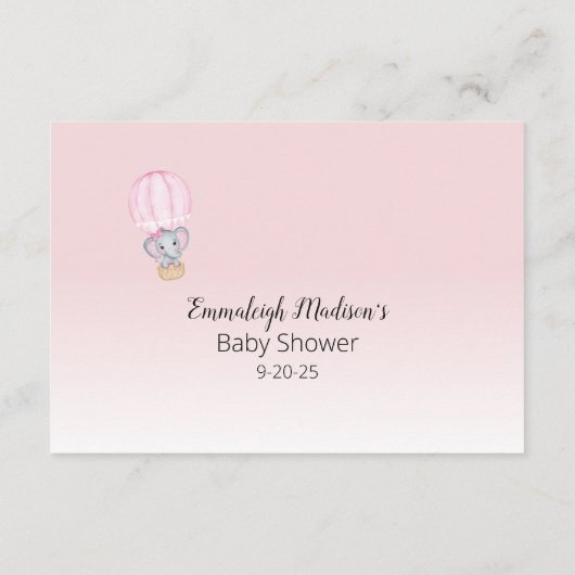 Olifant Hete Luchtballon Gissen Graaf Baby Informatiekaartje (Achterkant)