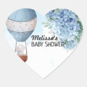 Olifant Hete Luchtballon Hydrangea Cupcake Topper Hart Sticker (Voorkant)
