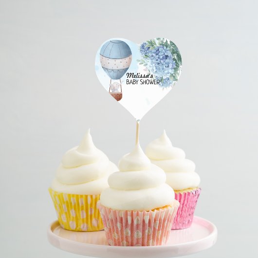 Olifant Hete Luchtballon Hydrangea Cupcake Topper Hart Sticker