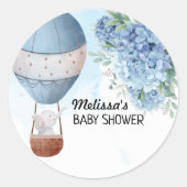 Olifant Hete Luchtballon Hydrangea Cupcake Topper Ronde Sticker (Voorkant)