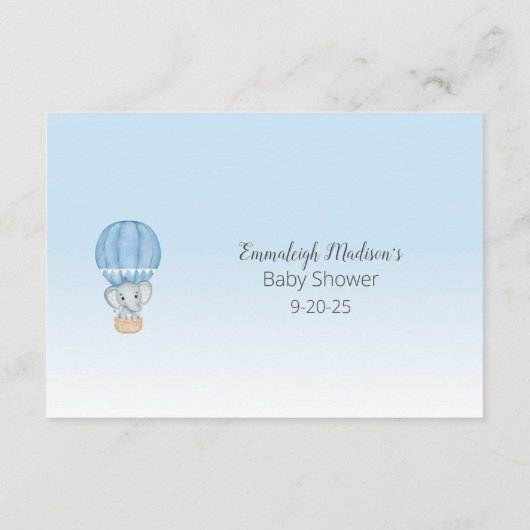 Olifant Hete Luchtballon Moeder Buik Maat Baby Jon Informatiekaartje (Achterkant)