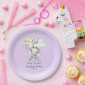 Olifant Hete Luchtballon Paarse Baby shower Papieren Bordje (Feest)