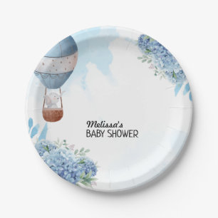 Olifant heteluchtballon blauw hortensia dessert papieren bordje