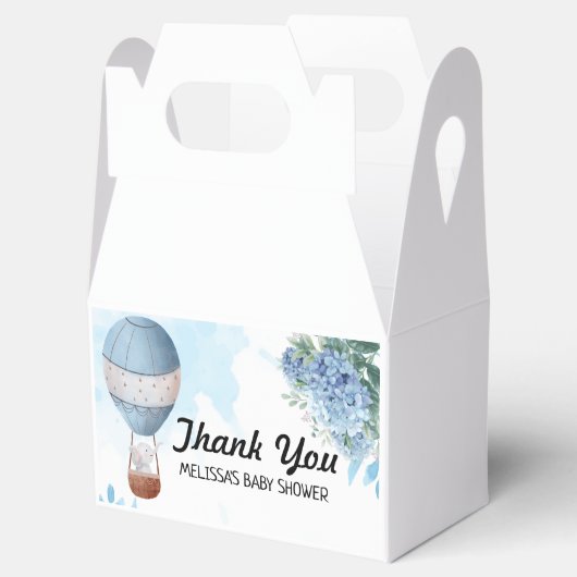 Olifant heteluchtballon blauwe hortensia dank u bedankdoosjes (Geopend)