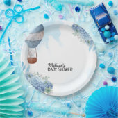 Olifant heteluchtballon blauwe hortensia op maat papieren bordje (Feest)